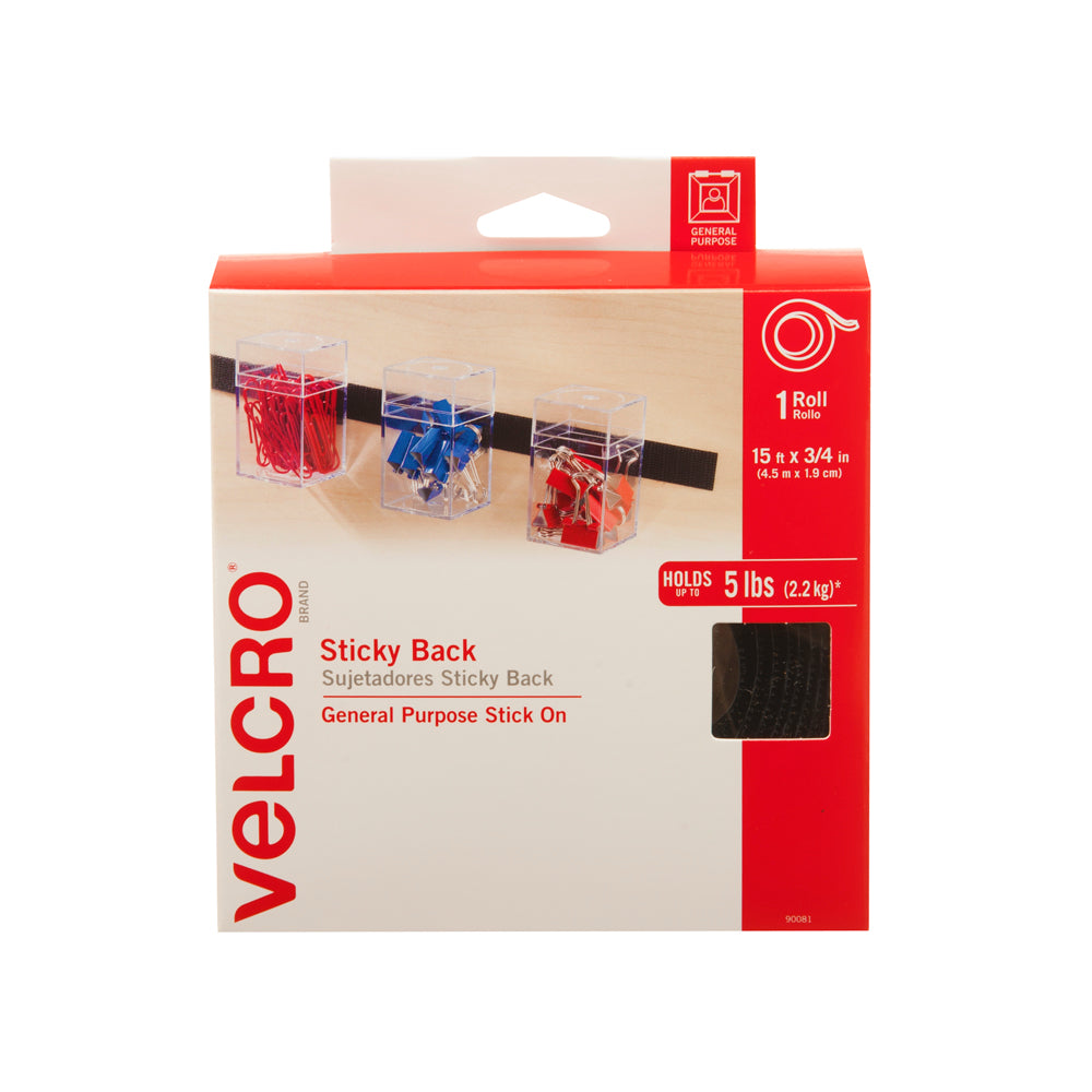 VELCRO® Brand Sticky Back Fastener with Dispenser - Black 