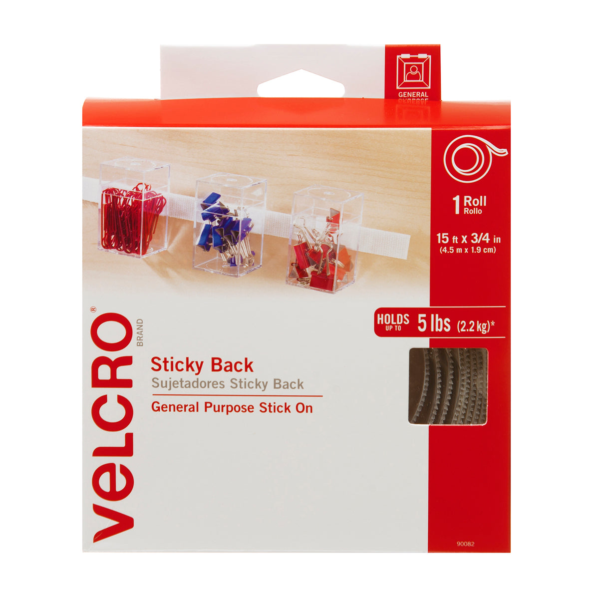 Velcro® Sticky Back Hook and Loop Fastener - White, 18 x 0.75 in